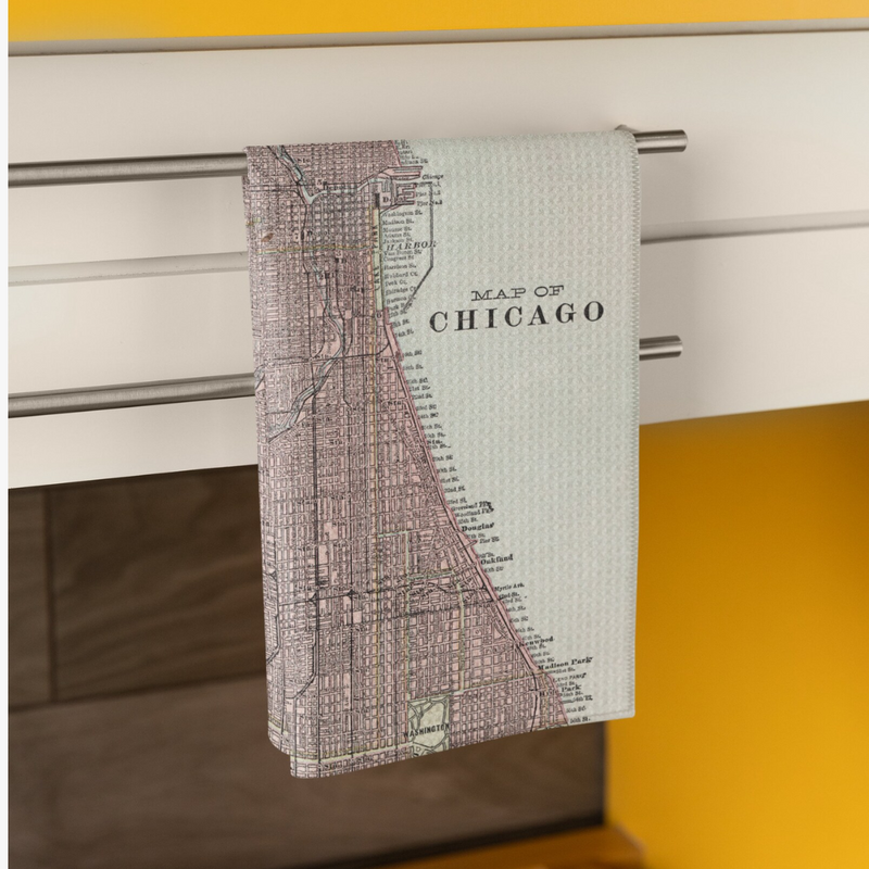 Chicago Illinois Map Kitchen Tea Towel