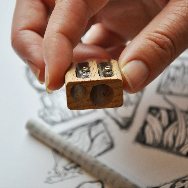 Double Wooden Pencil Sharpener